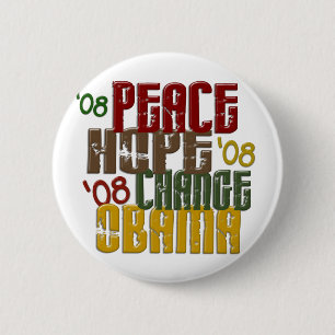 Peace Hope Change Obama 1 6 Cm Round Badge
