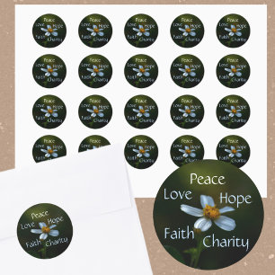 Peace Hope Charity Love Faith Daisy Classic Round Sticker