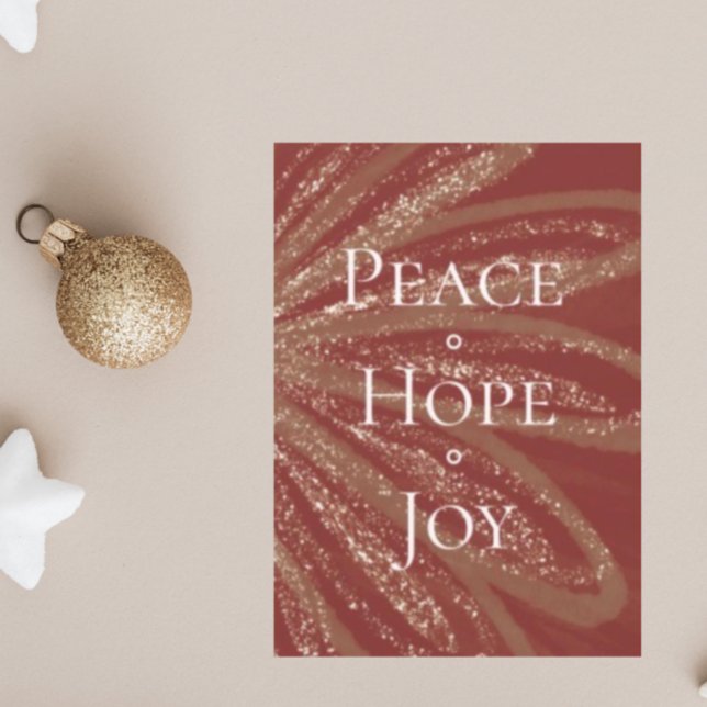 Peace Hope Joy Gold Sparkle Customisable Christmas Holiday Card (Creator Uploaded)