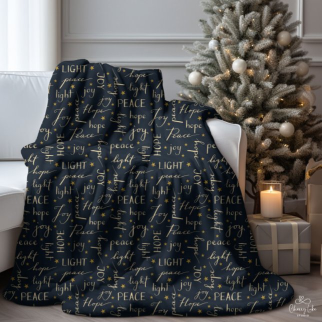 Peace Hope Joy Light Velvet Black Sherpa Blanket (Creator Uploaded)