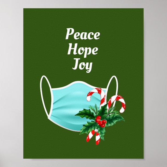 Peace Hope Joy Mask & Candy Canes Poster (Front)