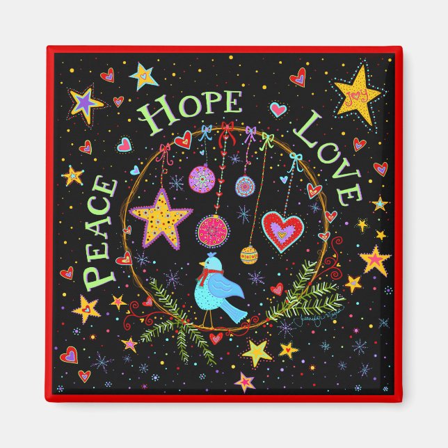 Peace Hope Love Christmas  Holiday Magnet (Front)