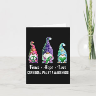 Peace Hope Love Gnomes Cerebral Palsy Awareness Card