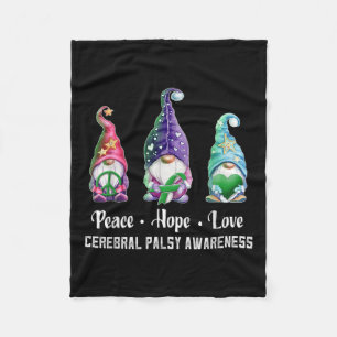 Peace Hope Love Gnomes Cerebral Palsy Awareness  Fleece Blanket