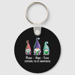 Peace Hope Love Gnomes Cerebral Palsy Awareness Key Ring