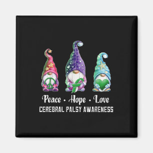 Peace Hope Love Gnomes Cerebral Palsy Awareness Magnet