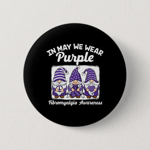 Peace Hope Love Gnomes Purple Ribbon Fibromyalgia 6 Cm Round Badge