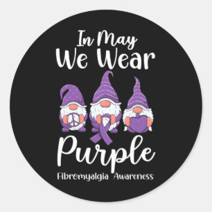 Peace Hope Love Gnomes Purple Ribbon Fibromyalgia Classic Round Sticker