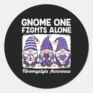 Peace Hope Love Gnomes Purple Ribbon Fibromyalgia  Classic Round Sticker