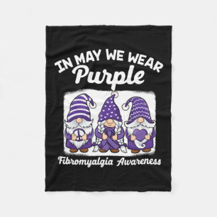 Peace Hope Love Gnomes Purple Ribbon Fibromyalgia  Fleece Blanket