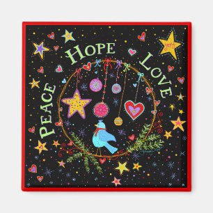 PEACE, HOPE, LOVE Holiday Magnet