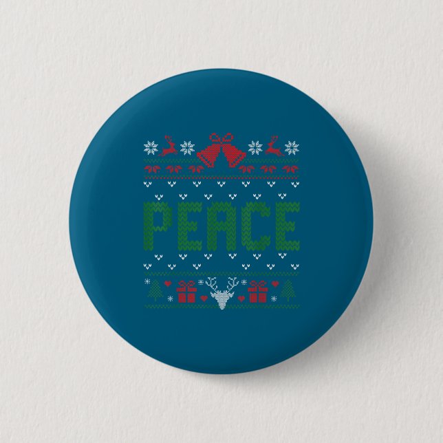 Peace I Come In Peace Couple Matching Ugly Christm 6 Cm Round Badge (Front)