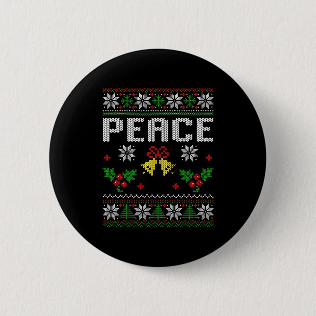 Peace I Come In Peace Couple Matching Ugly Christm 6 Cm Round Badge (Front)