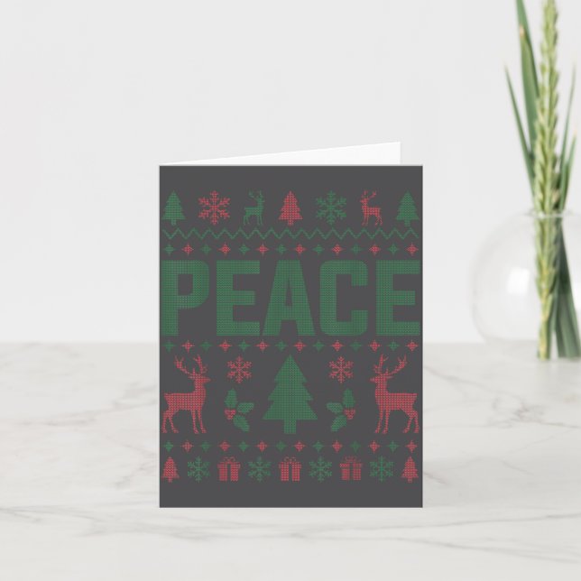 Peace I Come In Peace Couple Matching Ugly Christm Card (Front)