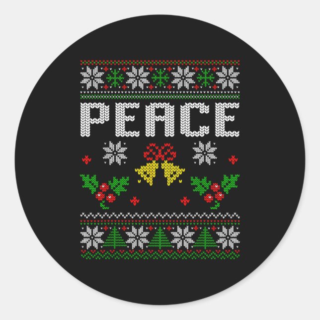 Peace I Come In Peace Couple Matching Ugly Christm Classic Round Sticker (Front)
