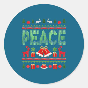 Peace I Come In Peace Couple Matching Ugly Christm Classic Round Sticker
