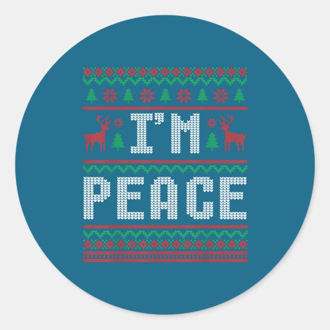 Peace I Come In Peace Couple Matching Ugly Christm Classic Round Sticker (Front)