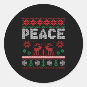 Peace I Come In Peace Couple Matching Ugly Christm Classic Round Sticker