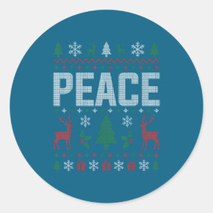 Peace I Come In Peace Couple Matching Ugly Christm Classic Round Sticker