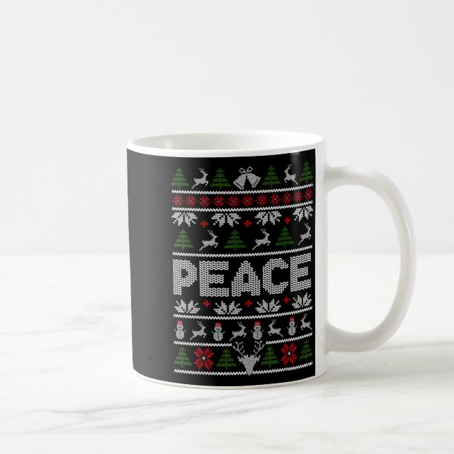 Peace I Come In Peace Couple Matching Ugly Christm Coffee Mug (Right)