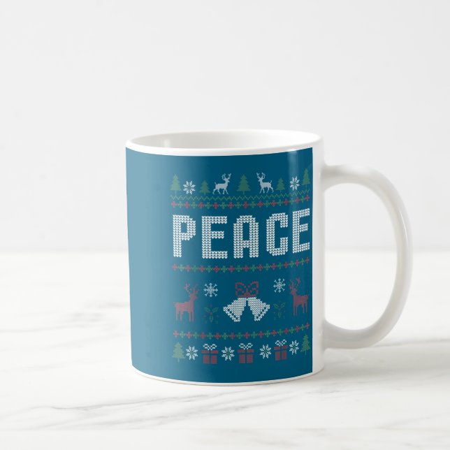 Peace I Come In Peace Couple Matching Ugly Christm Coffee Mug (Right)
