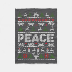 Peace I Come In Peace Couple Matching Ugly Christm Fleece Blanket
