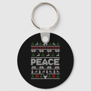 Peace I Come In Peace Couple Matching Ugly Christm Key Ring