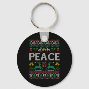 Peace I Come In Peace Couple Matching Ugly Christm Key Ring