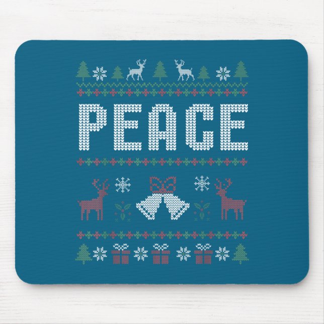 Peace I Come In Peace Couple Matching Ugly Christm Mouse Pad (Front)