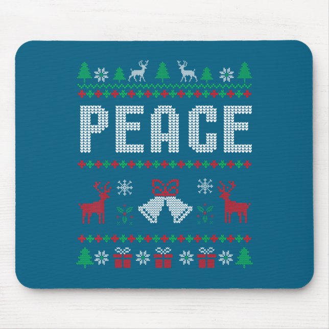 Peace I Come In Peace Couple Matching Ugly Christm Mouse Pad (Front)