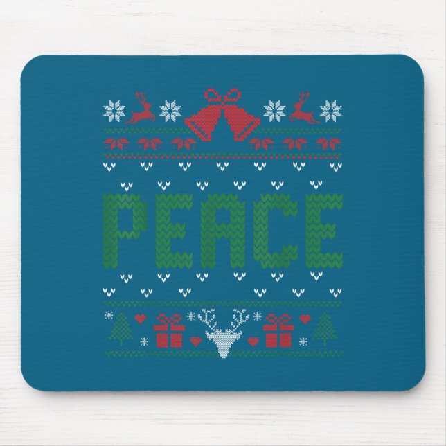 Peace I Come In Peace Couple Matching Ugly Christm Mouse Pad (Front)
