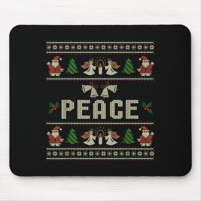 Peace I Come In Peace Couple Matching Ugly Christm Mouse Pad (Front)