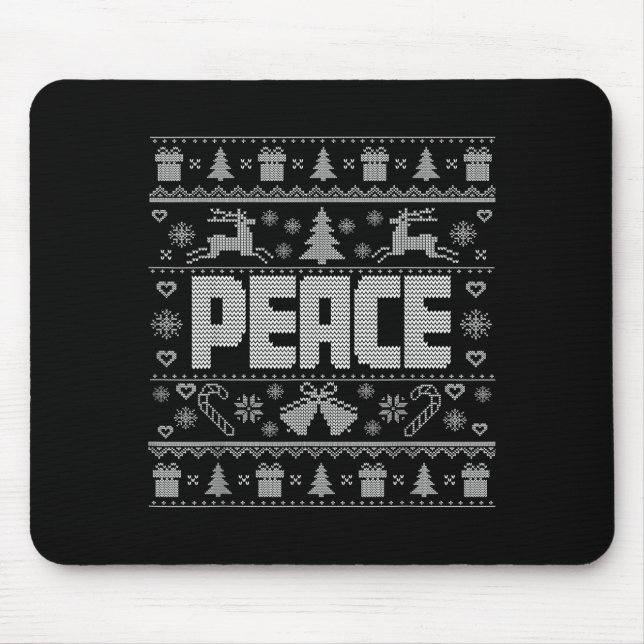 Peace I Come In Peace Couple Matching Ugly Christm Mouse Pad (Front)