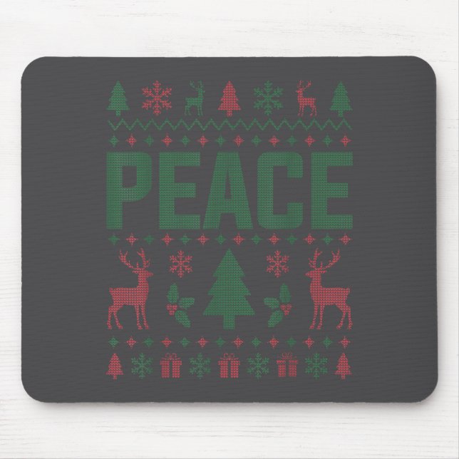 Peace I Come In Peace Couple Matching Ugly Christm Mouse Pad (Front)