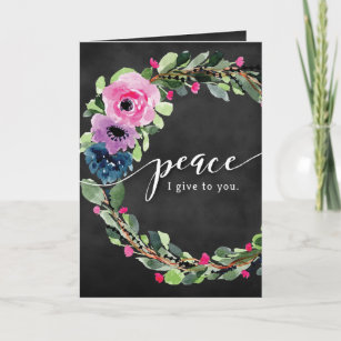 Peace I give to you with Chalk Effect Holiday Card