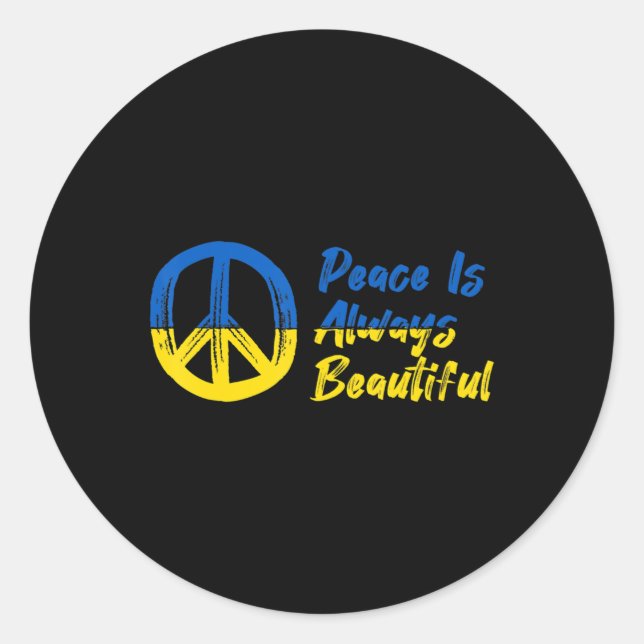 Peace I Stand With Ukraine Support  Classic Round Sticker (Front)