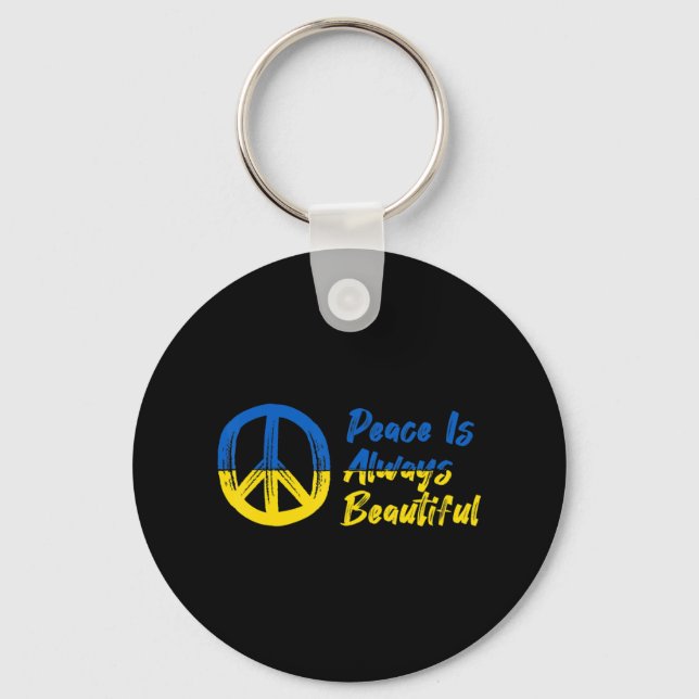 Peace I Stand With Ukraine Support  Key Ring (Front)