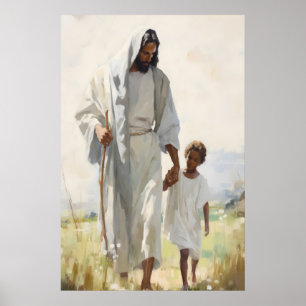 Peace in Christ Jesus and Black Child Christian Poster