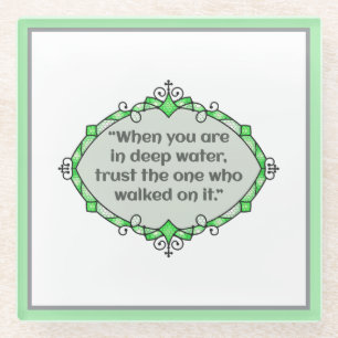 Peace in deep waters glass coaster