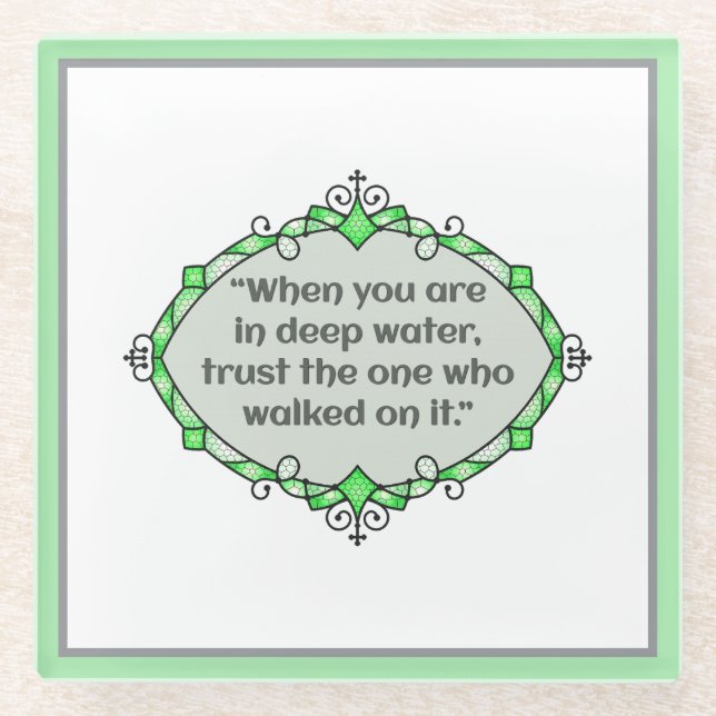 Peace in deep waters glass coaster (Front)
