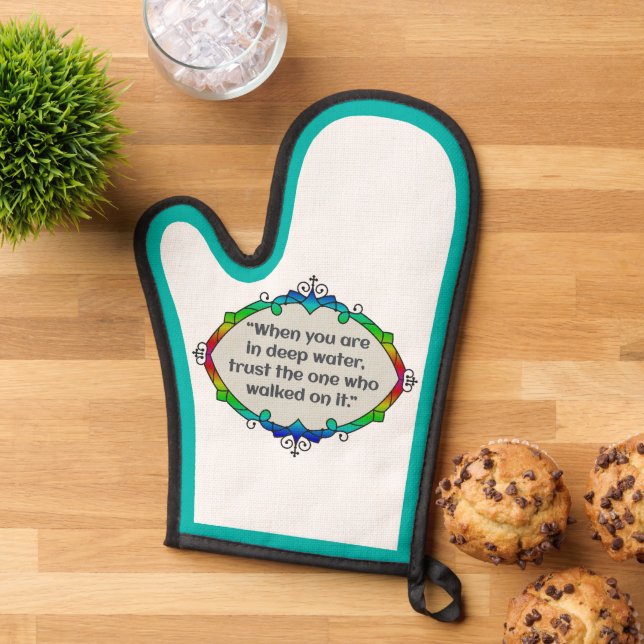 Peace in deep waters oven mitt (Top down)