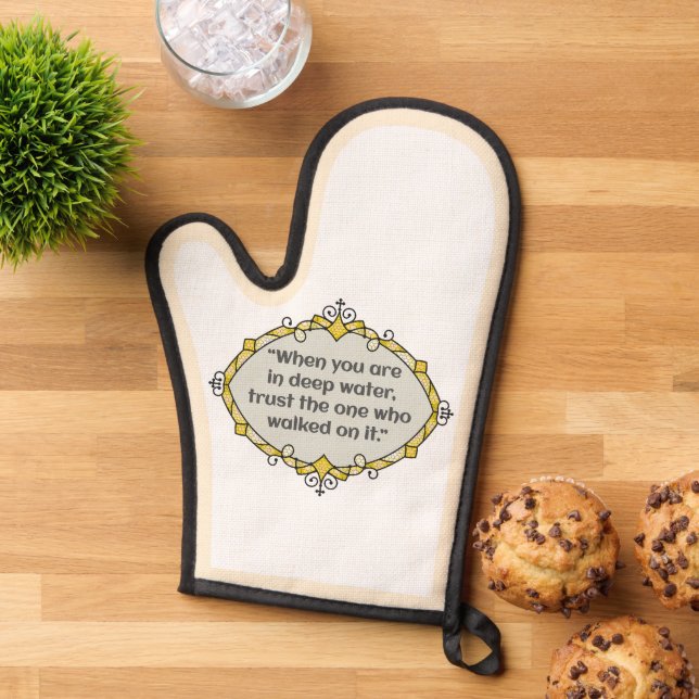 Peace in deep waters oven mitt (Top down)