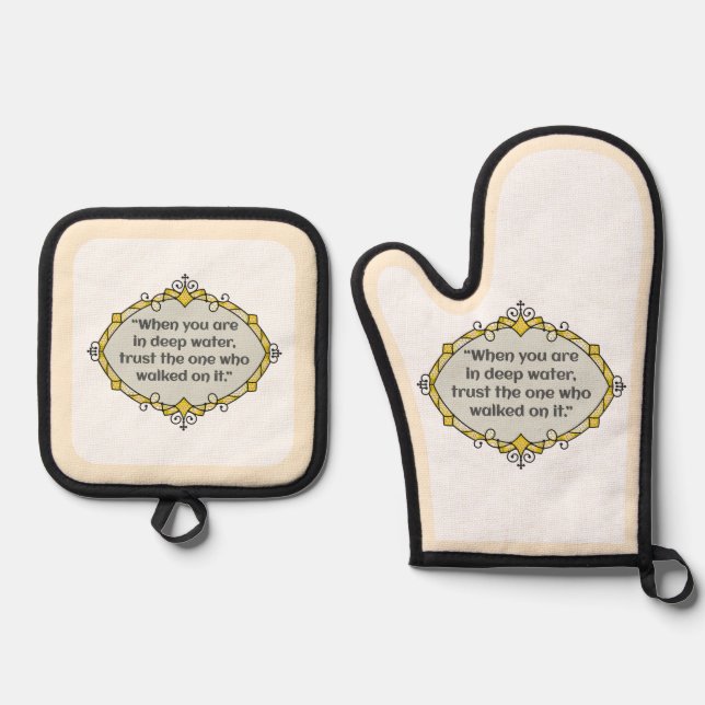 Peace in Deep Waters Oven Mitt & Pot Holder Set (Front)