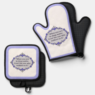 Peace in deep waters oven mitt & pot holder set