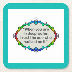Peace in deep waters square paper coaster