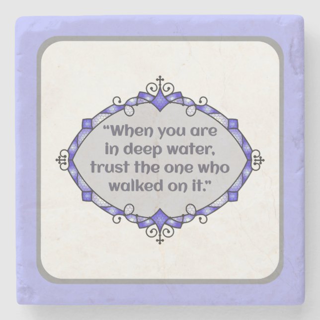 Peace in deep waters stone coaster (Front)