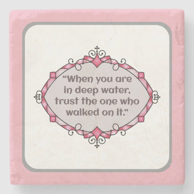 Peace in deep waters stone coaster (Front)