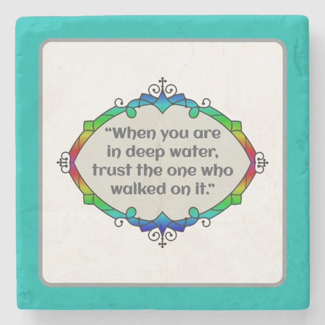 Peace in deep waters stone coaster (Front)