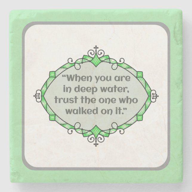 Peace in deep waters stone coaster (Front)