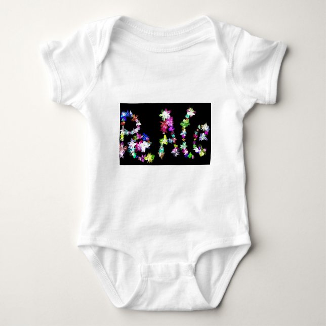"PEACE" in Flowers Art Print Baby Bodysuit (Front)
